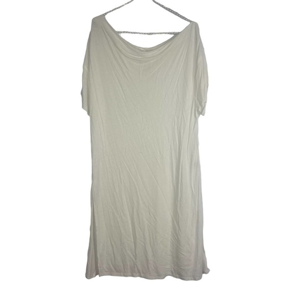 Free People We The Free Cream Drape Neck Short Sleeve Linen Blend Tunic SZ L - Picture 1 of 9